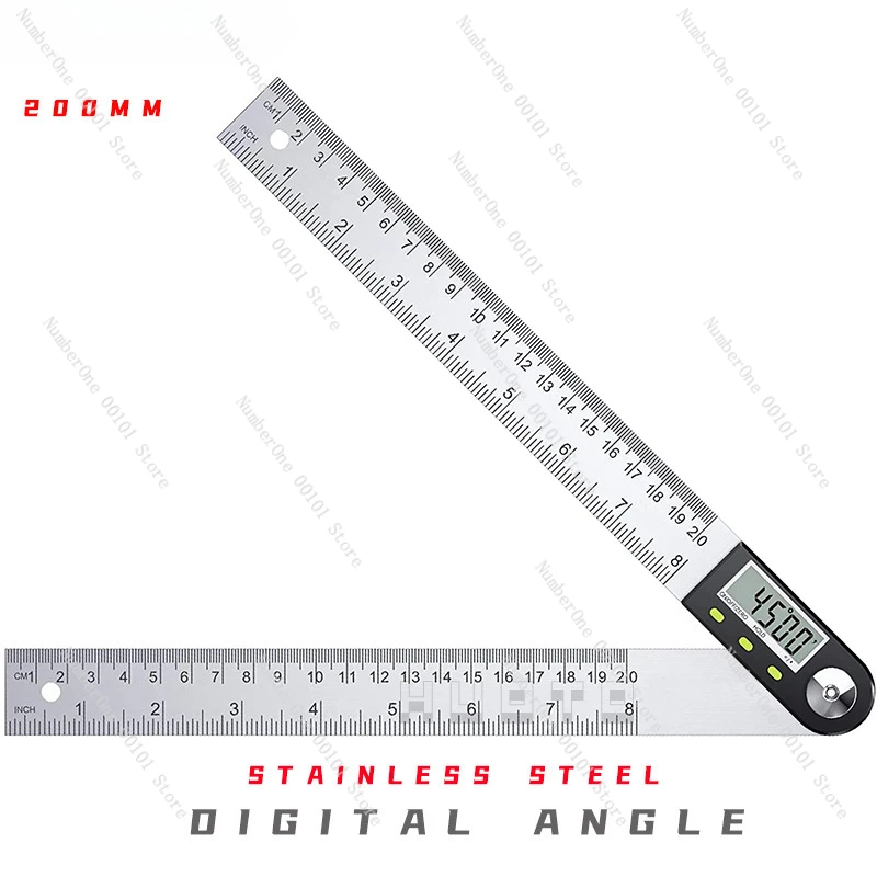 Electronic Digital Display Goniometer Protractor Stainless Steel Woodworking Ruler Angle Meter Horizontal Ruler 360 Degrees