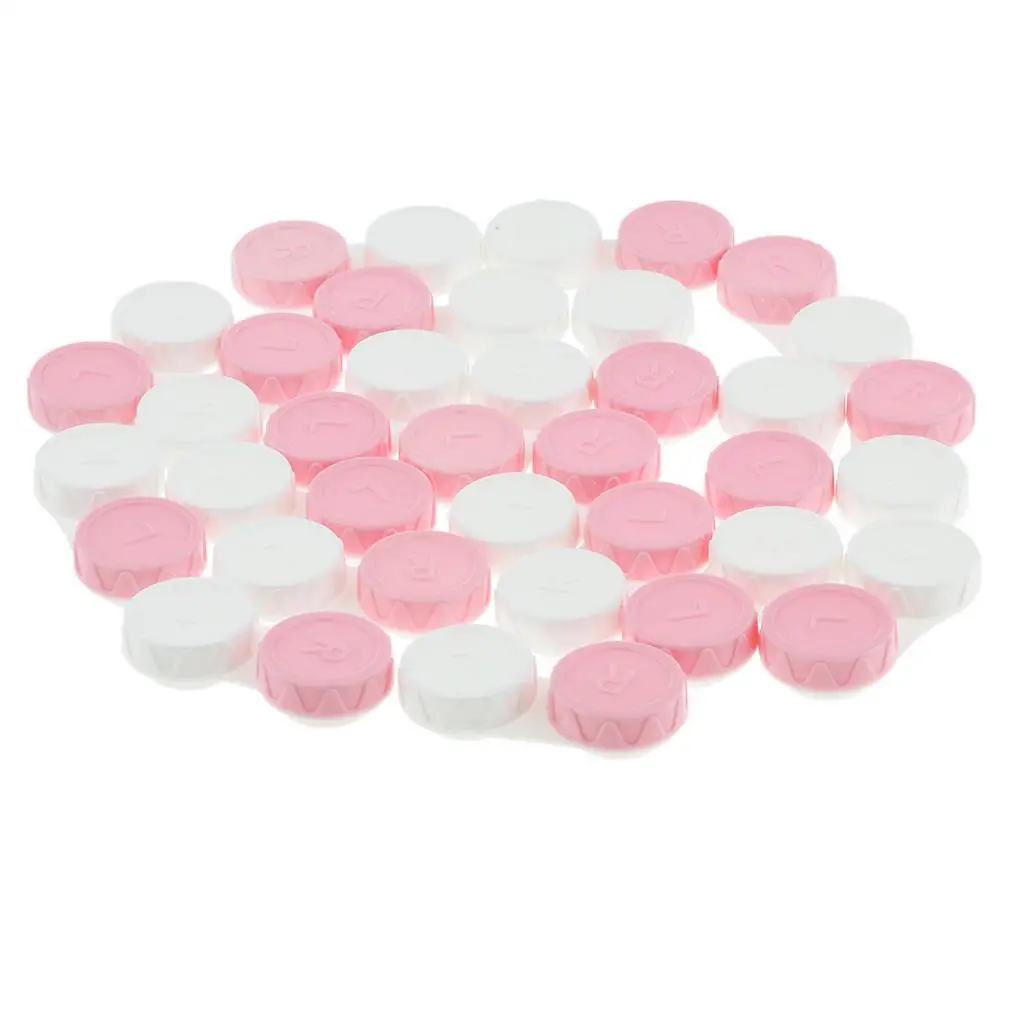 Cute Mini Contact Lens Case Plastic Lens Storage with Left Right Marked Box for Contacts 20 Pack