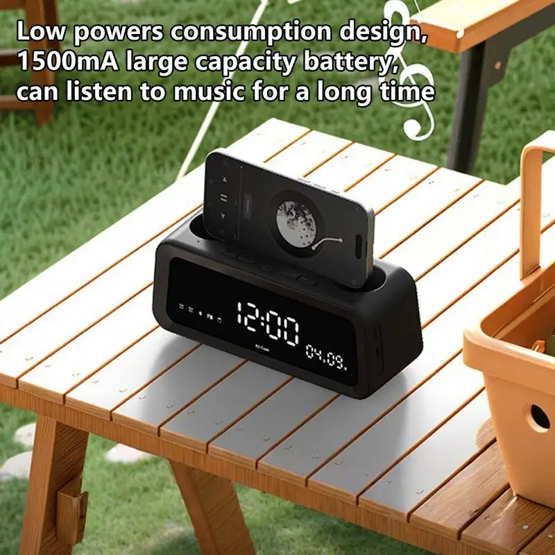 

Wireless Speaker With Alarm Clock Large Screen Alarm Clock Wireless Speaker Multi-Functional Home Relaxation Music Player For