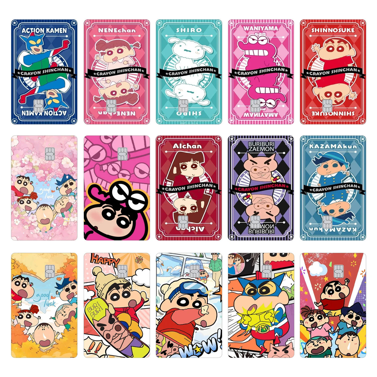 

Cartoon Anime Shin-chan Credit Card Skin Matte Stickers for VISA JCB Mastercard and Other Bank Card Wear Resistant Decorations