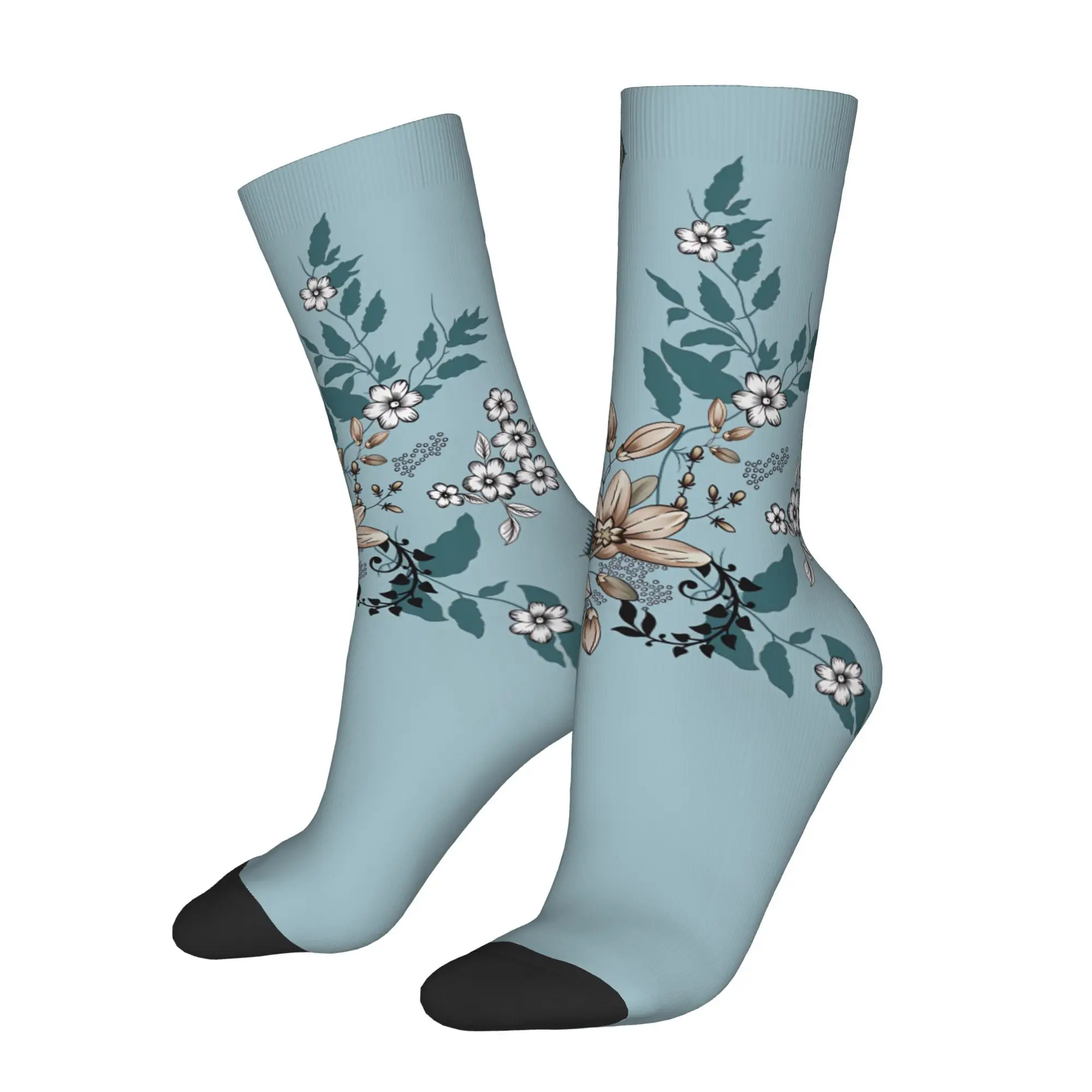 

1pc Flower Designs Printed Men's Socks Novelty Hip Hop Harajuku Pattern Crew Sock Casual Gift