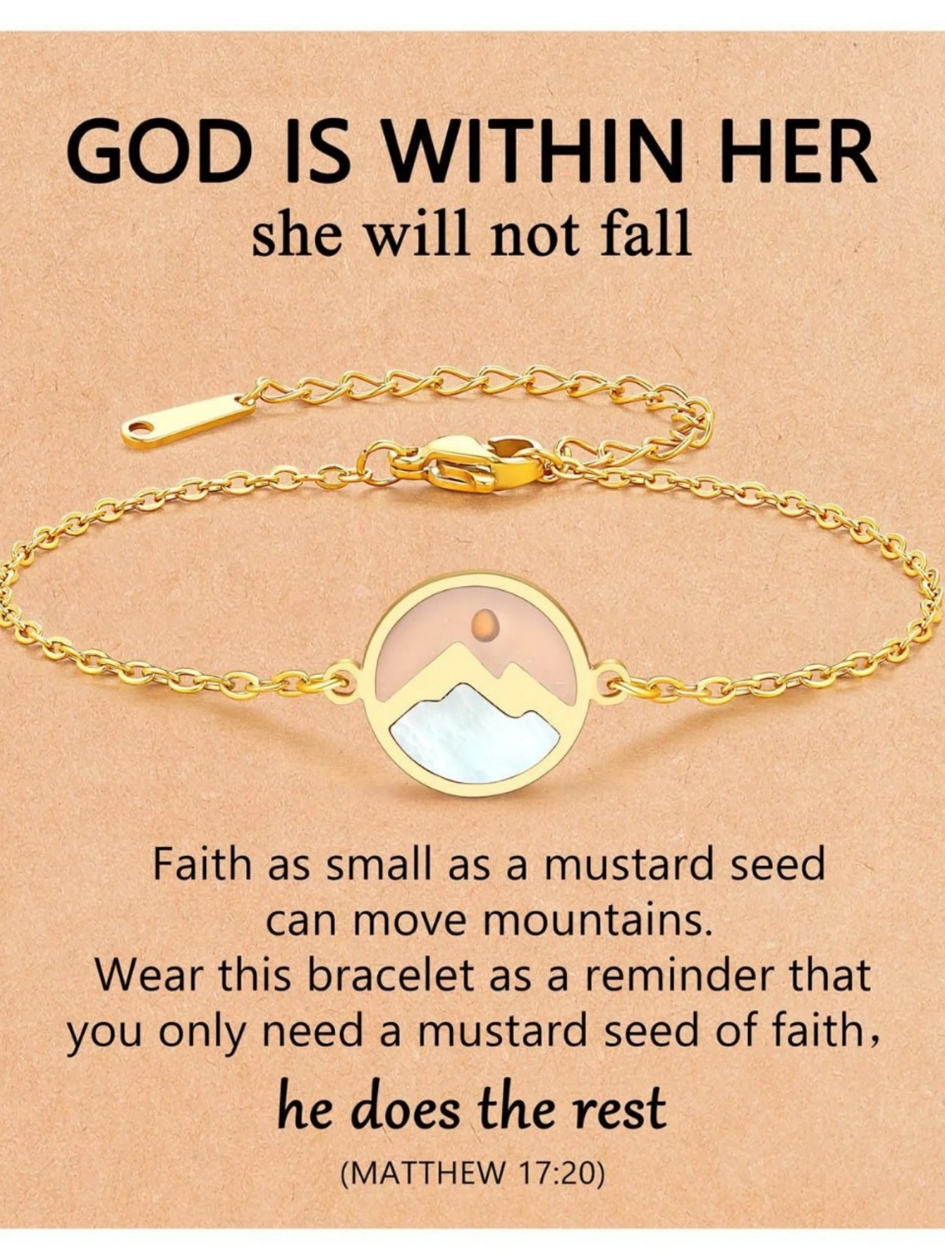 سوار جبال متحركة مطلي بالذهب عيار 18 قيراط - سوار بذور الخردل من الفولاذ المقاوم للصدأ لعيد الفصح المسيحي وهدايا عيد الميلاد للنساء