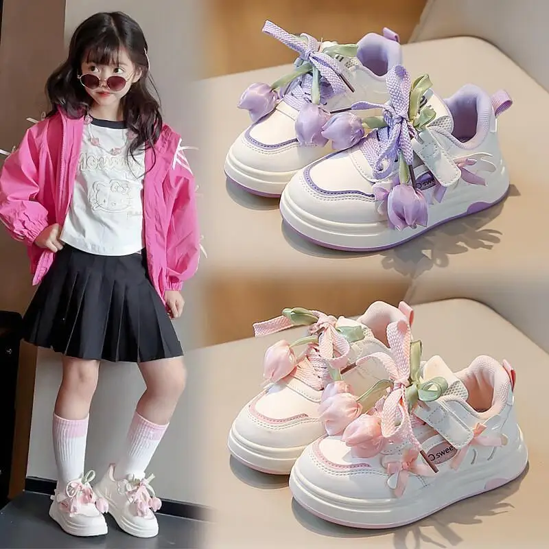 

Kawaii повседневная обувь, модная детская обувь S, обувь для девочек, весна-осень 2023, новые детские кроссовки, повседневная универсальная белая обувь