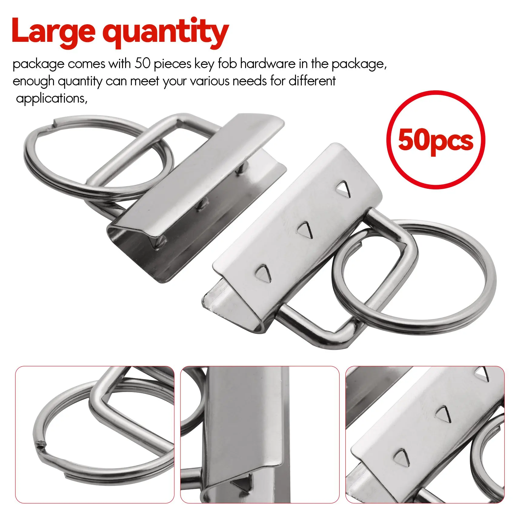 50 pezzi portachiavi hardware con anelli divisi set clip di coda per morsetto da polso cordino portachiavi strumento fai da te con Ring-AC17