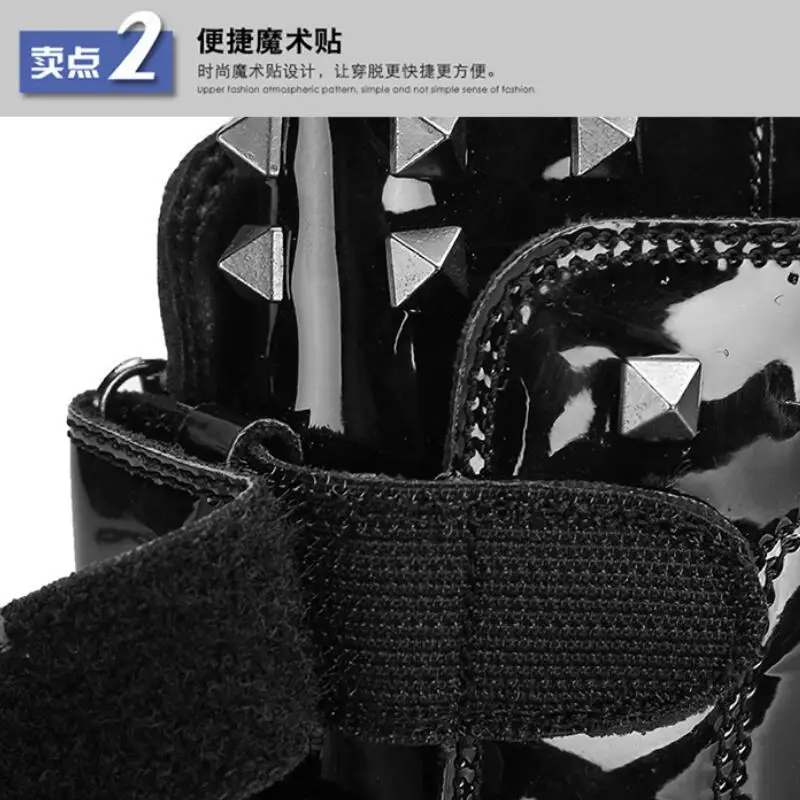 新しいスポーティースニーカー、ヒップホップスタイルのメンズシューズ、韓国のトレンディシューズ、英国リベット付きハイカットシューズ、ストリートダンススニーカー7