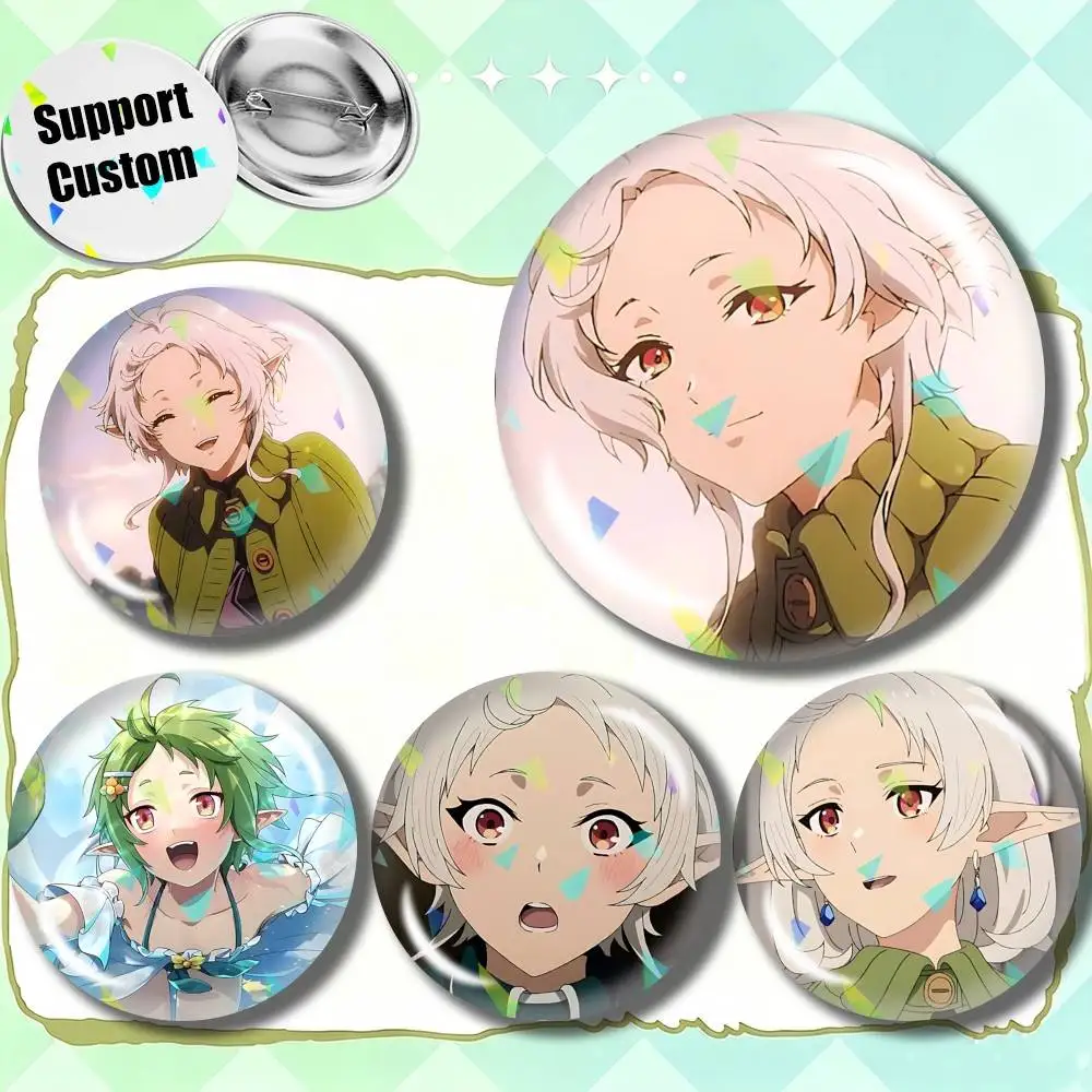 Mushoku Tensei Anime Sylphiette Customizable Round Brooch Pins, Personalized Badges With Broken Glass Design Fashion Accessory