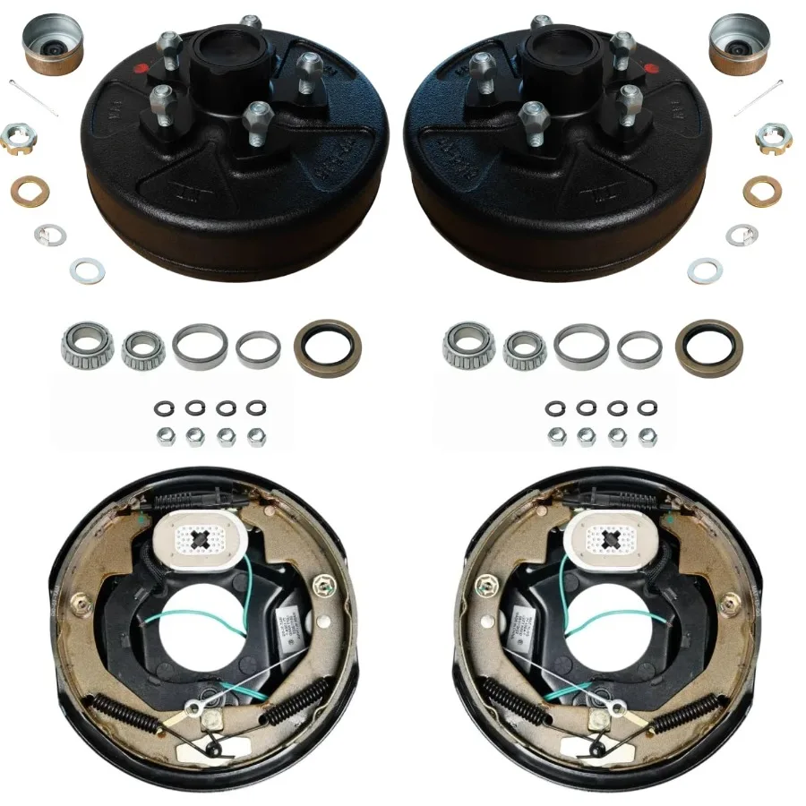 3.5K Hub Drum + Brake Kit 1 Pair 5 on 5 PreGreased Hubs 1 Pair 10 x21 4 SelfAdjusting Brakes Ideal for Trailer Axle Replacement