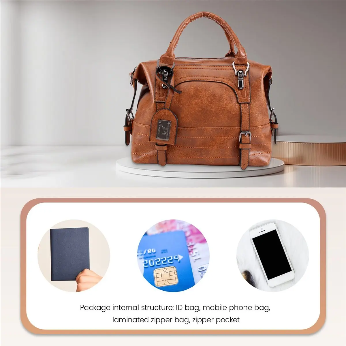 ABQR женская кожаная модная женская сумка через плечо сумка-тоут кошелек коричневый