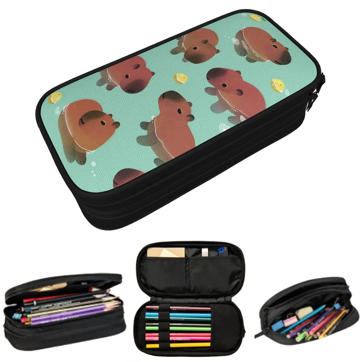 

Cute Capybara Pattern Cartoon Pencil Case for Students Gifts Pen Box Pencil Bag Stationery Supplies Pen Holder Bag