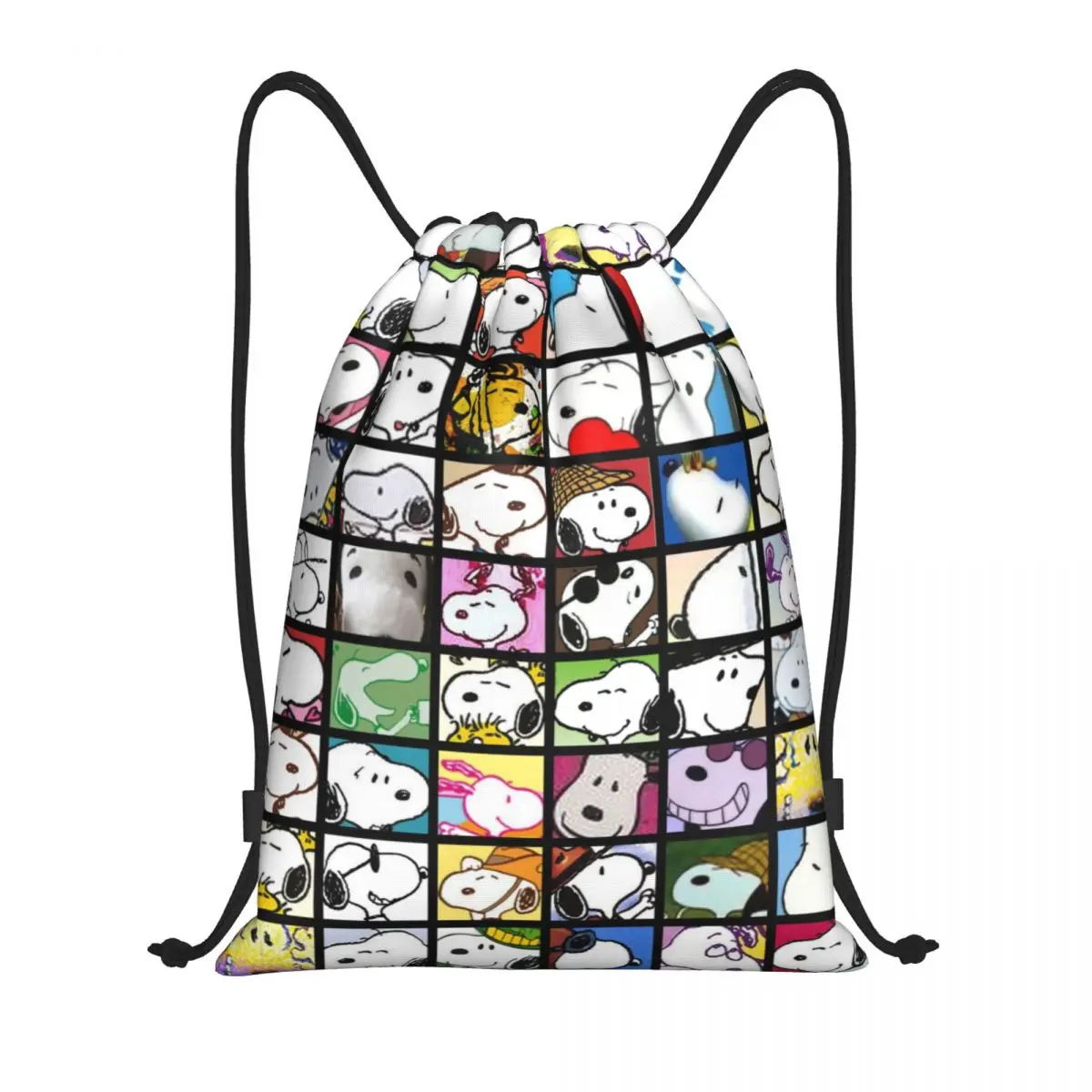 Custom Beagle Dog Snoopy Collage Drawstring Backpack Bags Women Men Lightweight Cartoon Gym Sports Sackpack Sacks for Traveling