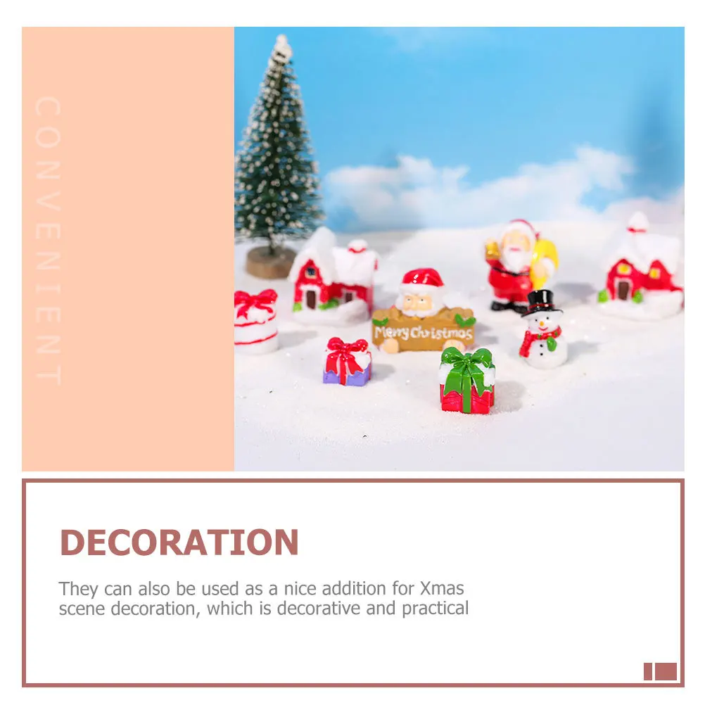 

8Pcs Resin Christmas Miniatures Santa and Snowman Figurines Xmas Micro Landscape Decor for Tabletop Garden Party Scene