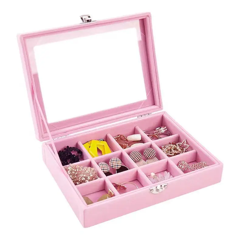 

Hot Sales Fashion Portable Velvet Jewelry Ring Jewelry Display Organizer Box Tray Holder Earring Jewelry Storage