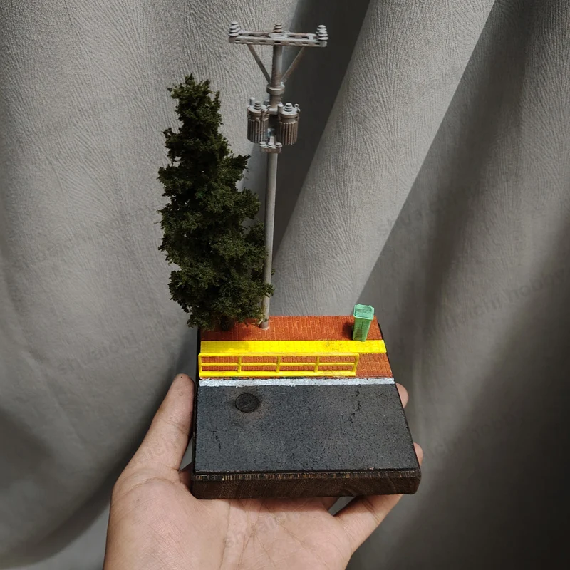 1PCS Miniature Display Scene Model Simulated Highway Parking Space Desktop Ornament Diorama Parts for 1/64 Car/Motorcycle/Figure