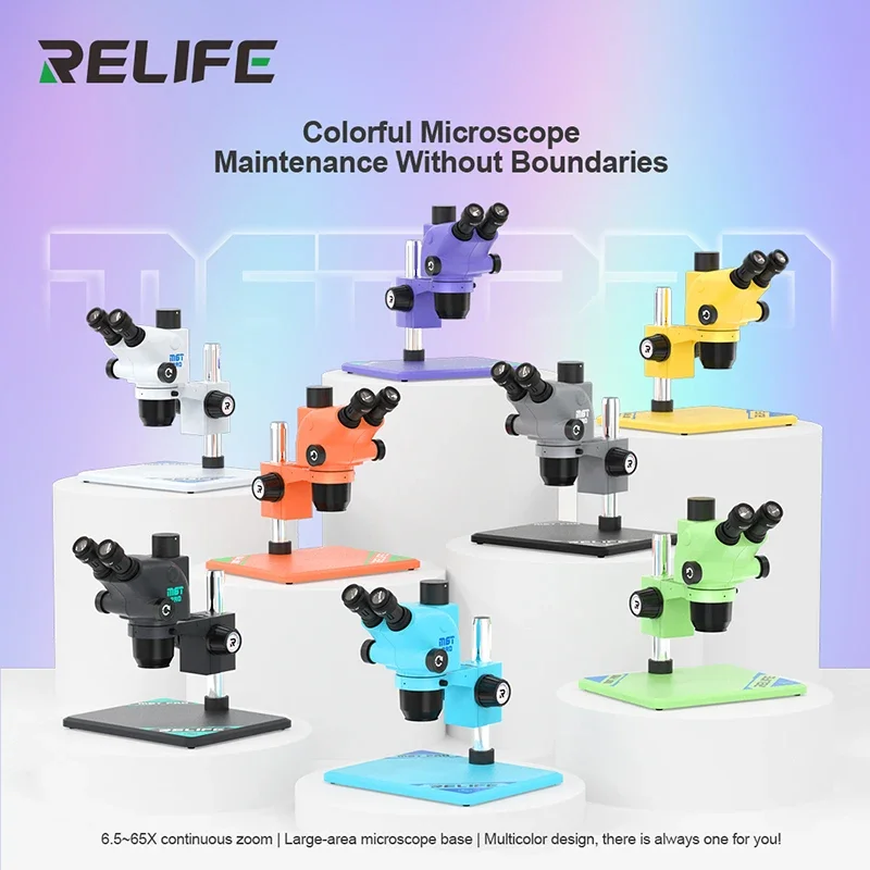 RELIFE RL-M6T Pro-B11 Trinocular HD Stereo Microscope For Mobile phone Repair﻿ 6.5X-65X Continuous Zoom Trinocular Microscope