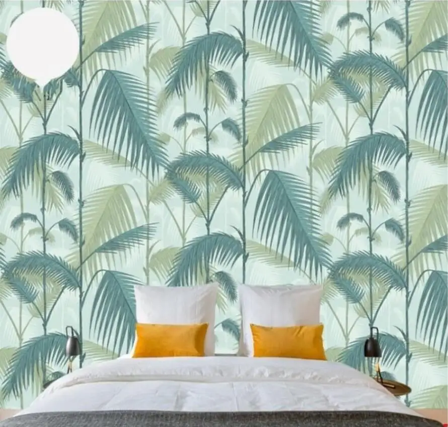 

Custom Mural 3D Tropical Plant Wallpaper Southeast Asia Small Fresh Green papel de parede wall paper home decoration 3D Stickers