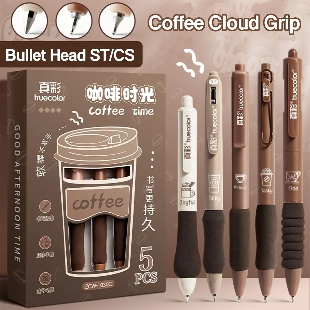 5 pz/scatola Creative ST Tip Gel Pen Press Type Soft Cloud Grip penna neutra 0.5mm Black Ink Writing Tools studente specifico