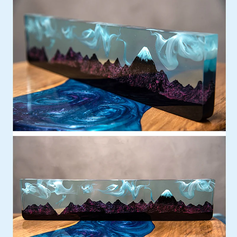 

Wood Resin Wrist Hand Rest For Mechanical Keyboard Luminous Starry Sky Fuji Moutain River Volcanic Coastline Design DIY