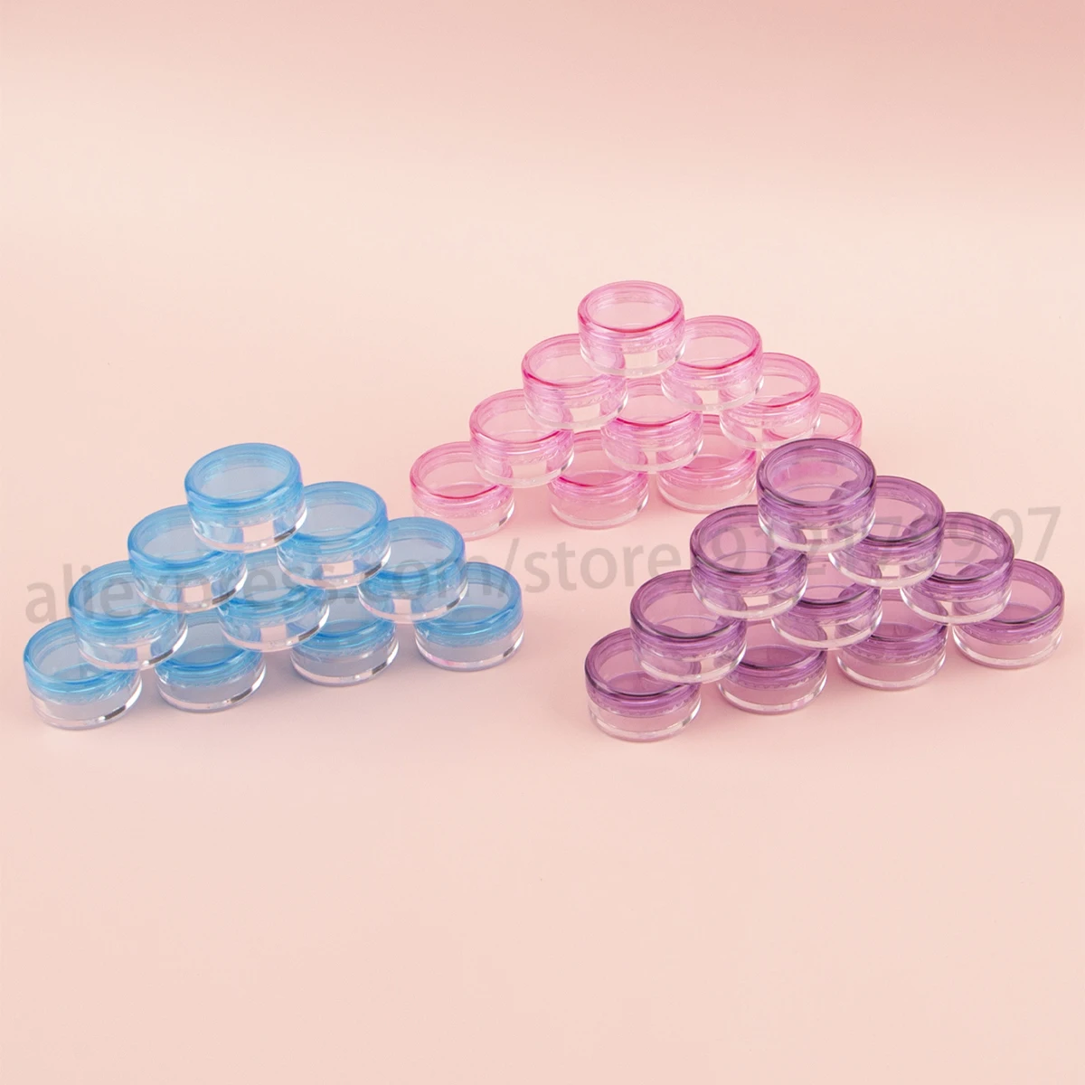 100 Stuks 2Ml 3Ml 5Ml Reizen Kleine Kleurrijke Hoezen Doorzichtige Plastic Cosmetische Potpotten Voor Gezichtscrème Lippenbalsemcontainers