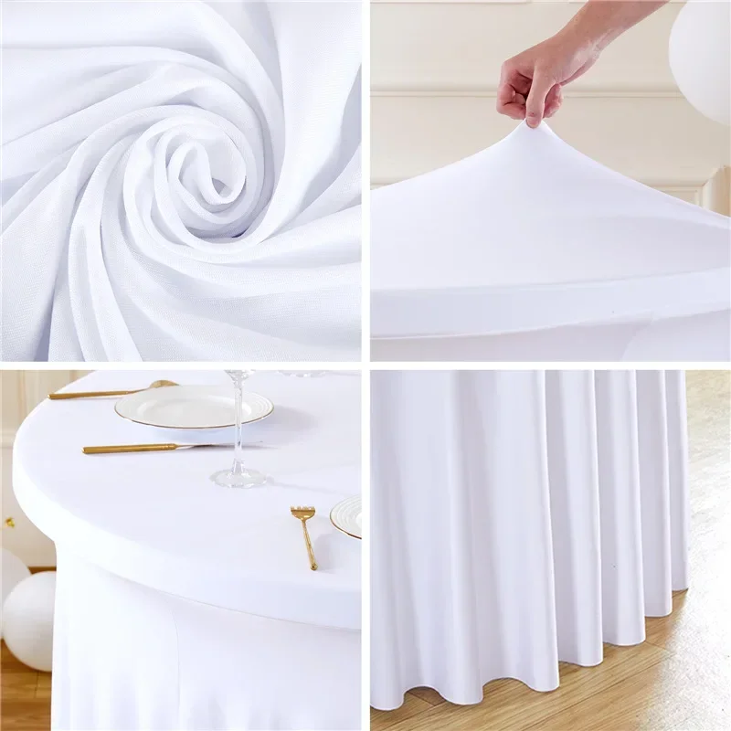 20pcs 4/5/6FT Round Spandex TableCover Hotel Banquet Party Events Wedding Decoration Dining Room Pleated skirt Tablecloth