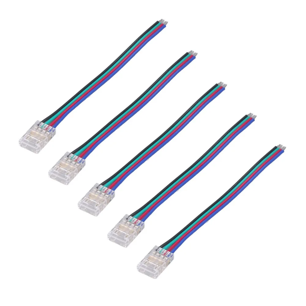 10pcs Durable 4PIN LED Strip Connectors 10mm Transparent RGB Light Connectors Wire to Strip Connectors For Home Party
