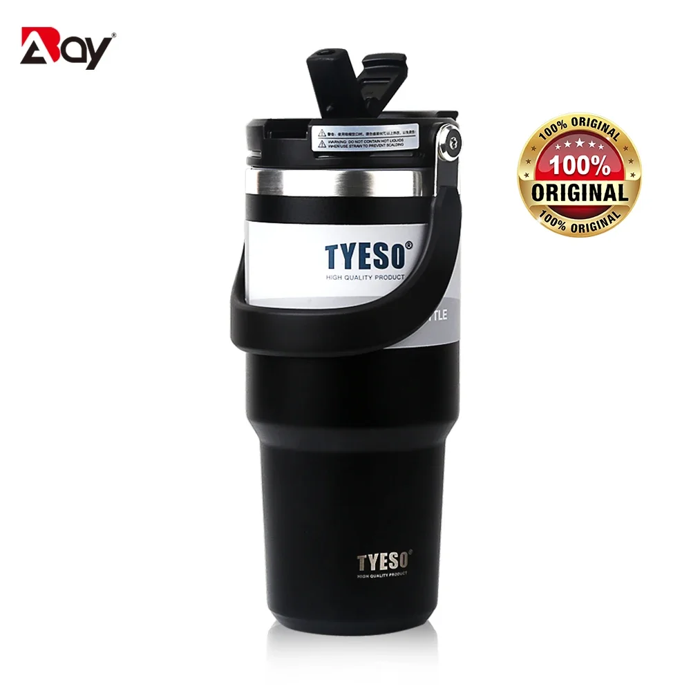 

TYESO Thermos Bottle With Straw Cup Thermal Tumbler Coffee Travel Mug Stainles Steel Leakproof Insulated Vacuum Flasks Drinkware