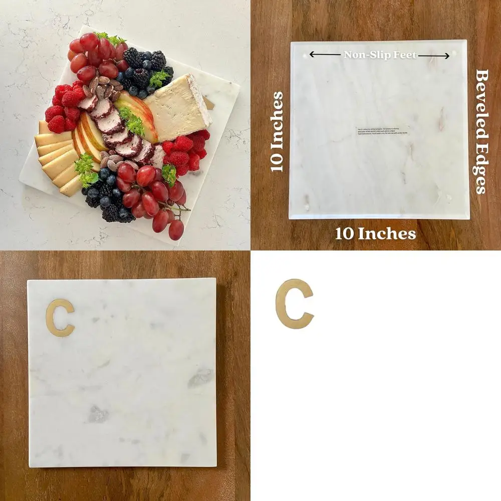 

Customized Marble Charcuterie Board with Brass Monogram - Perfect Wedding and Housewarming Gift for Couples