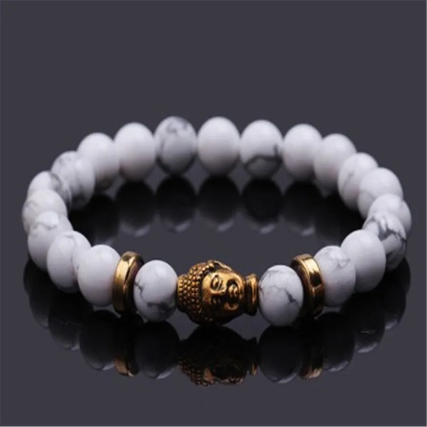 8mm Howlite Bracelet Classic Teens Gift Artisan Chain Beaded Ethnic Men Wrap Link Mala