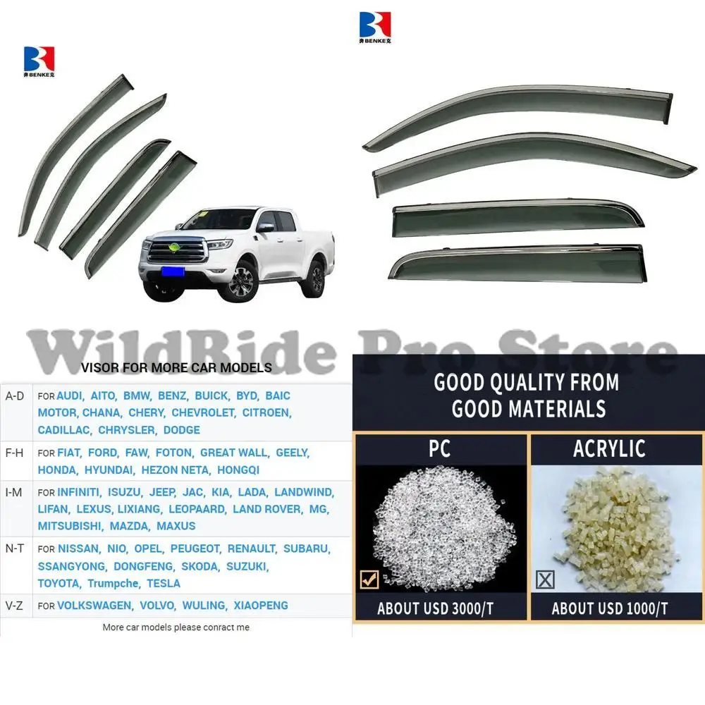 

1 set For GREAT WALL PICKUP POER 2019 OEM High Quality PC Injection Deflector Car Gwm Cannon Poer Door Visor