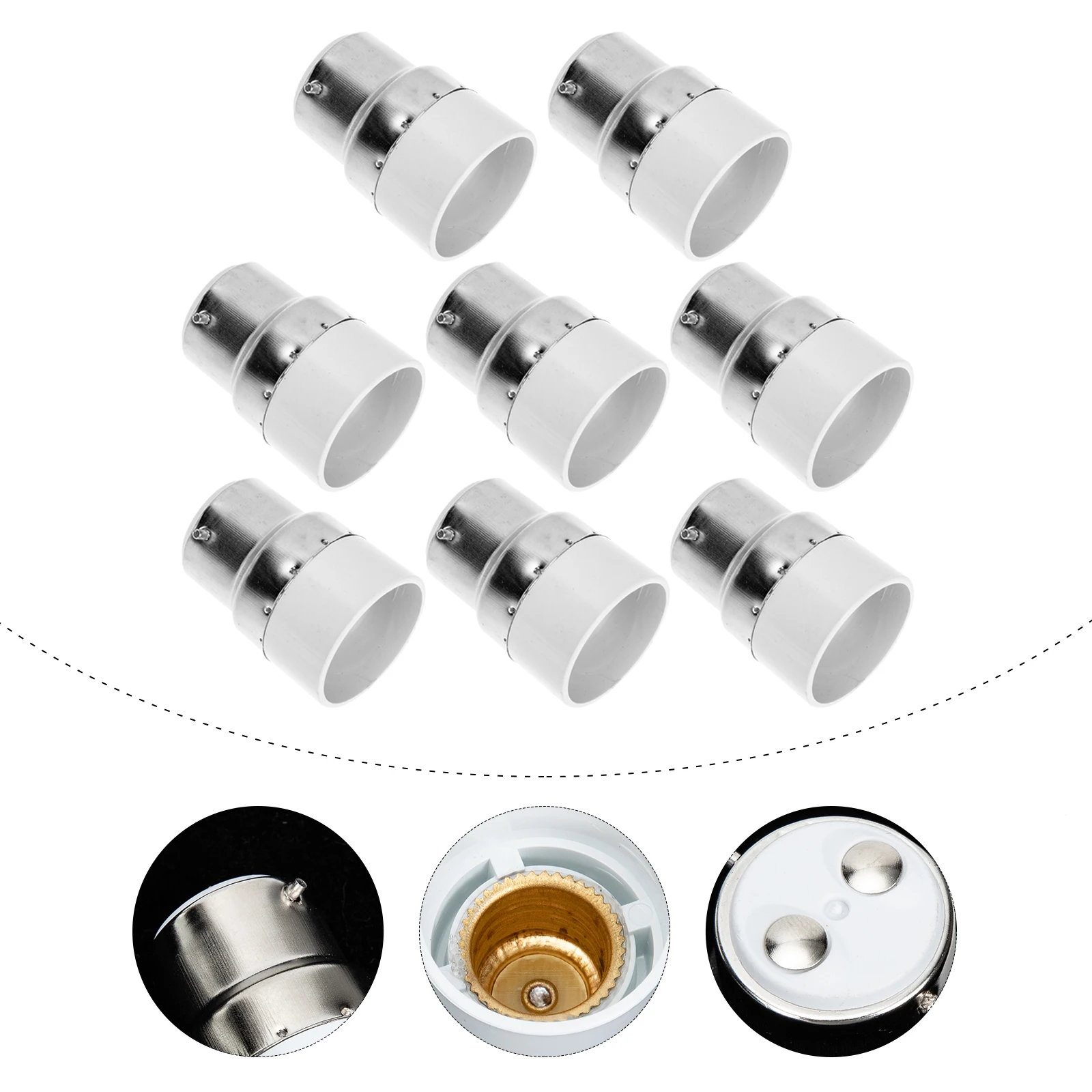 

8Pcs Light Socket Adapter B22 to E14 Bulb Holder Converter Sturdy Flame Retardant Easy Install Lamp Base Replacement