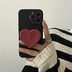 Black Phone Cases For iPhone 16 Plus Case 16 Pro Max 15 14 13 12 11 Griptok Case with Grip Socket Koean Plain color Simple