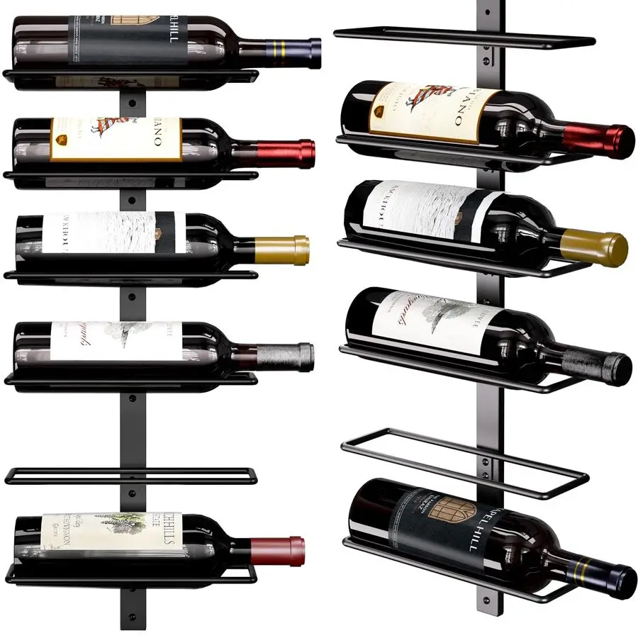 

Wine Rack and Holder Wall Mounted 12 Bottles, Metal Hanging Mount Racks for Wall, Liquor, Champagne for Bottles Storage Home Bar