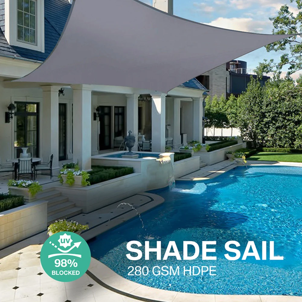 

Outdoor Shade Sails Waterproof Anti-UV Garden Patio Courtyard Pool Balcony Shade Cloth Triangle Rectangle Grey Awning 2/3/4/5M