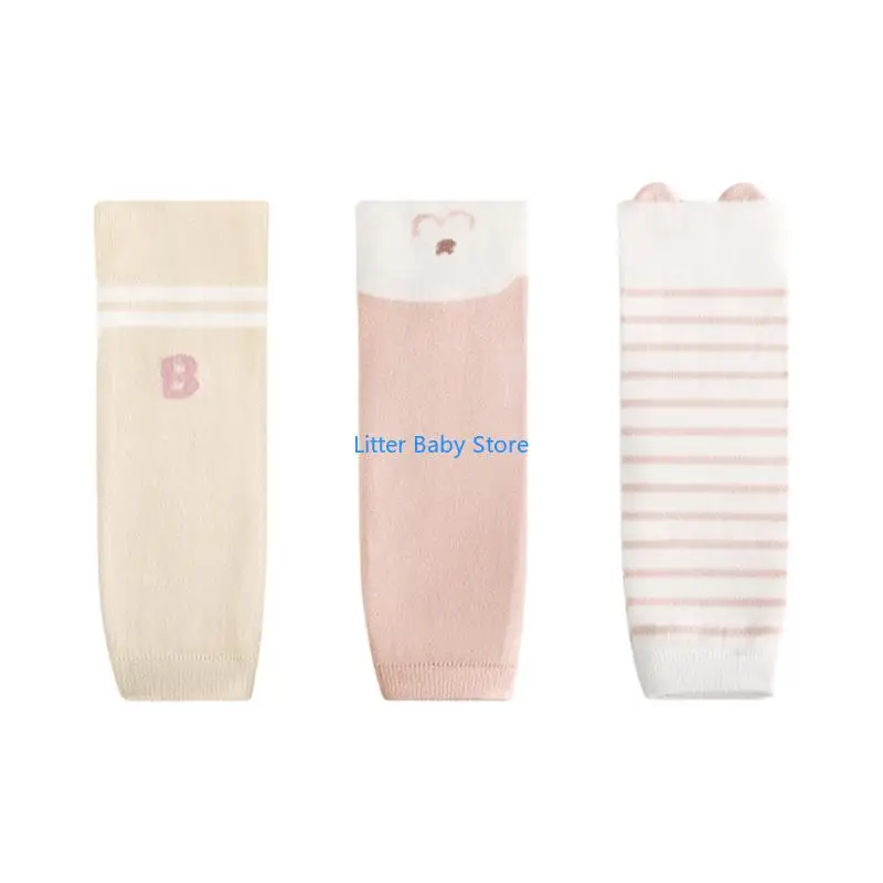 N80C 3Pairs Soft Kids Leg Covers Floor Slip Prevention Thin Elastic Fabric Leg Warmer