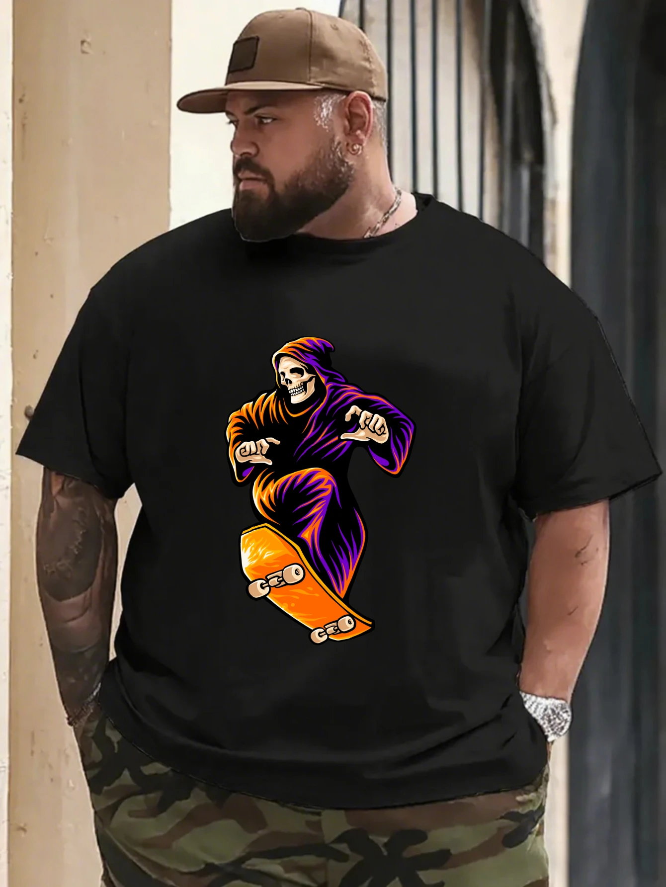 

Men's Hip Hop Cartoon Character T-Shirt Retro Street Style Casual Cotton Tops