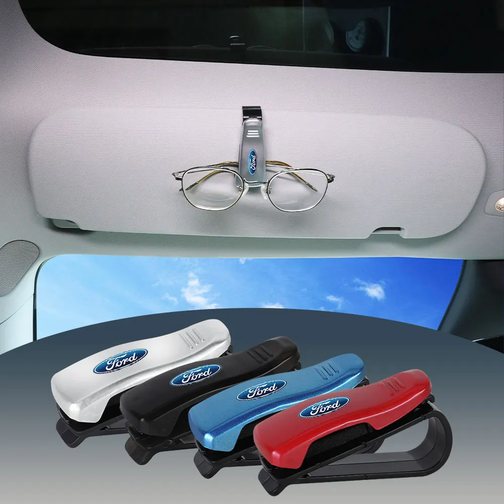 1PC Universal Car Auto Sun Visor Glasses Box Sunglasses Clip Card Ticket Holder For Ford ST Fiesta Ranger Mustang Transit