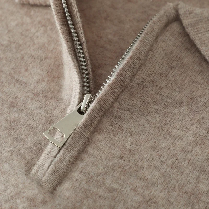

Autumn Winter Men's Pure Wool Sweater Smart Casual POLO Collar Pullovers Warm Cosy Clothing 100% Merino Wool Knitwear Male Shirt