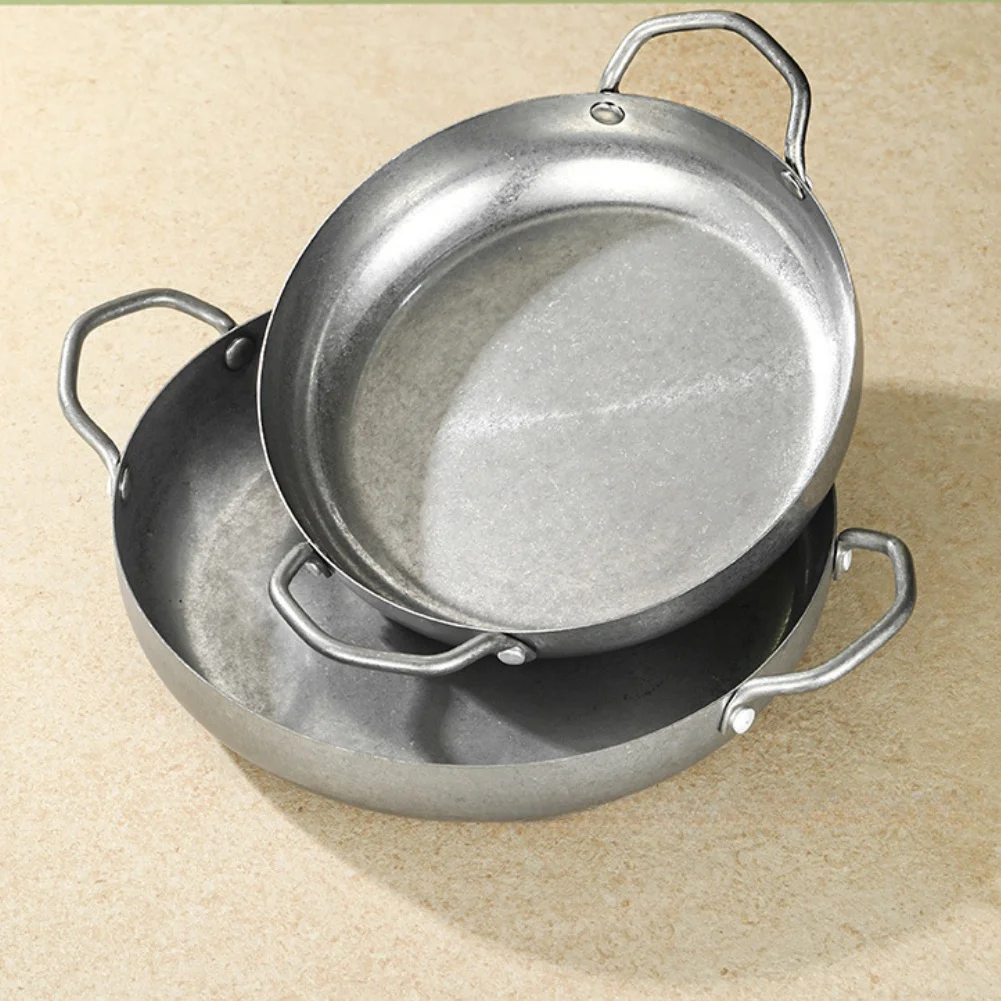 New Round Stainless Steel Dual Handle Cooking Vessel 20/22/24cm Deep Skillet For Seafood Boil Rice Cooking Home Kitchen Cookware