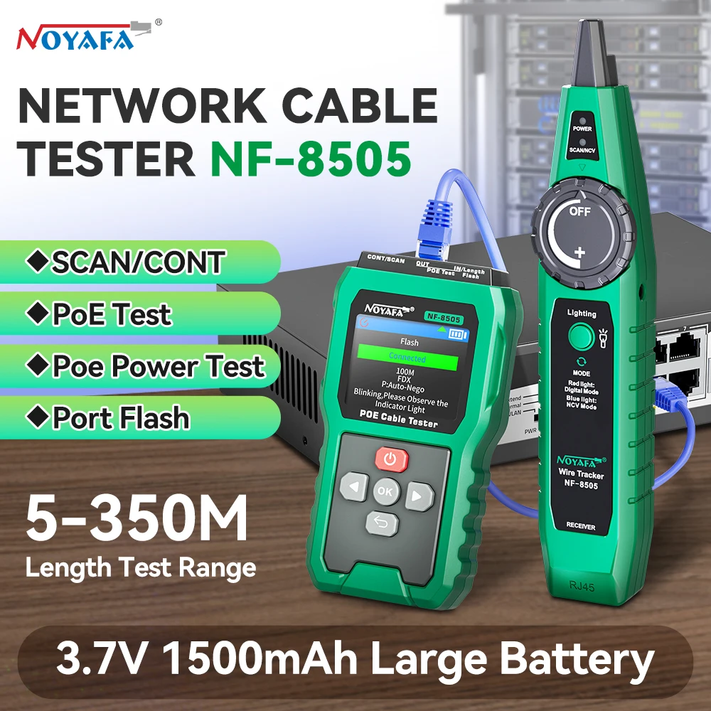 NOYAFA Netzwerkkabel-Tester NF-8505 Kabeltester RJ45 Kabel-Tracer PoE-Switch Spannungs- und Leistungsmessgerät Fehlerortungsgerät