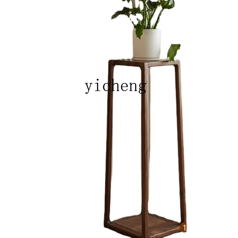 Xl North America Black Walnut Solid Wood Flower Stand Succulent Flower Stand Shelf Floor Type