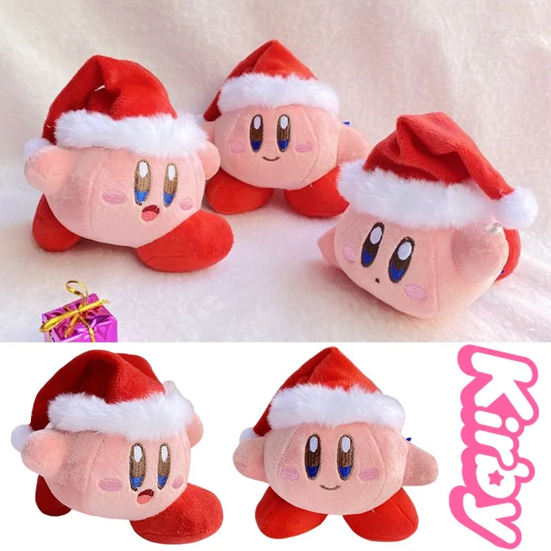 Kirby-Muñeco de Navidad de peluche suave, figura Kawaii, juguetes colgantes, decoración creativa del hogar, mochila de dibujos animados, dijes, regalos para niños