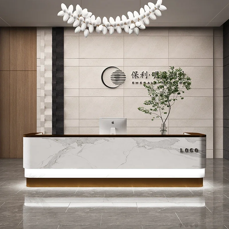 

Stainless Desk Reception Offices Standing Desk Salon Reception Speech Table Standing Recepcja Salon Beauty Commercial Furniture