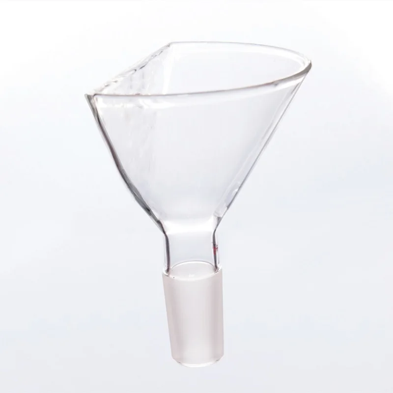 SYNTHWARE Flat angle funnel, φ50mm φ75mm φ100mm, Joint 14/20 19/22 24/40 29/42, FUNNEL, POWDER, FLATTENED SIDE, F19