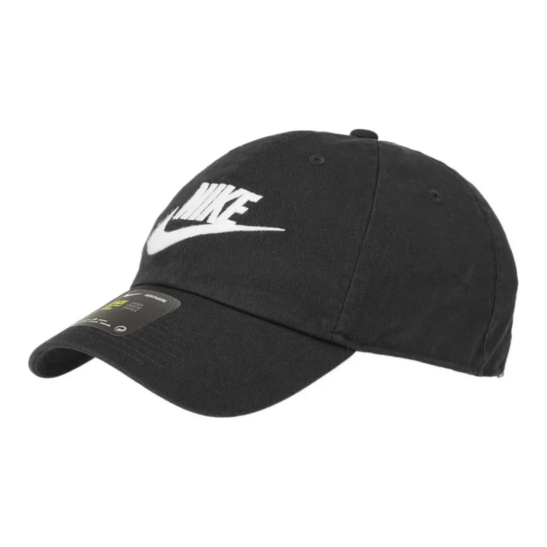 Nike Big Logo Sports Baseball Cap for Men and Women Couples Suitable for Head Circumference 55-60 Black and White