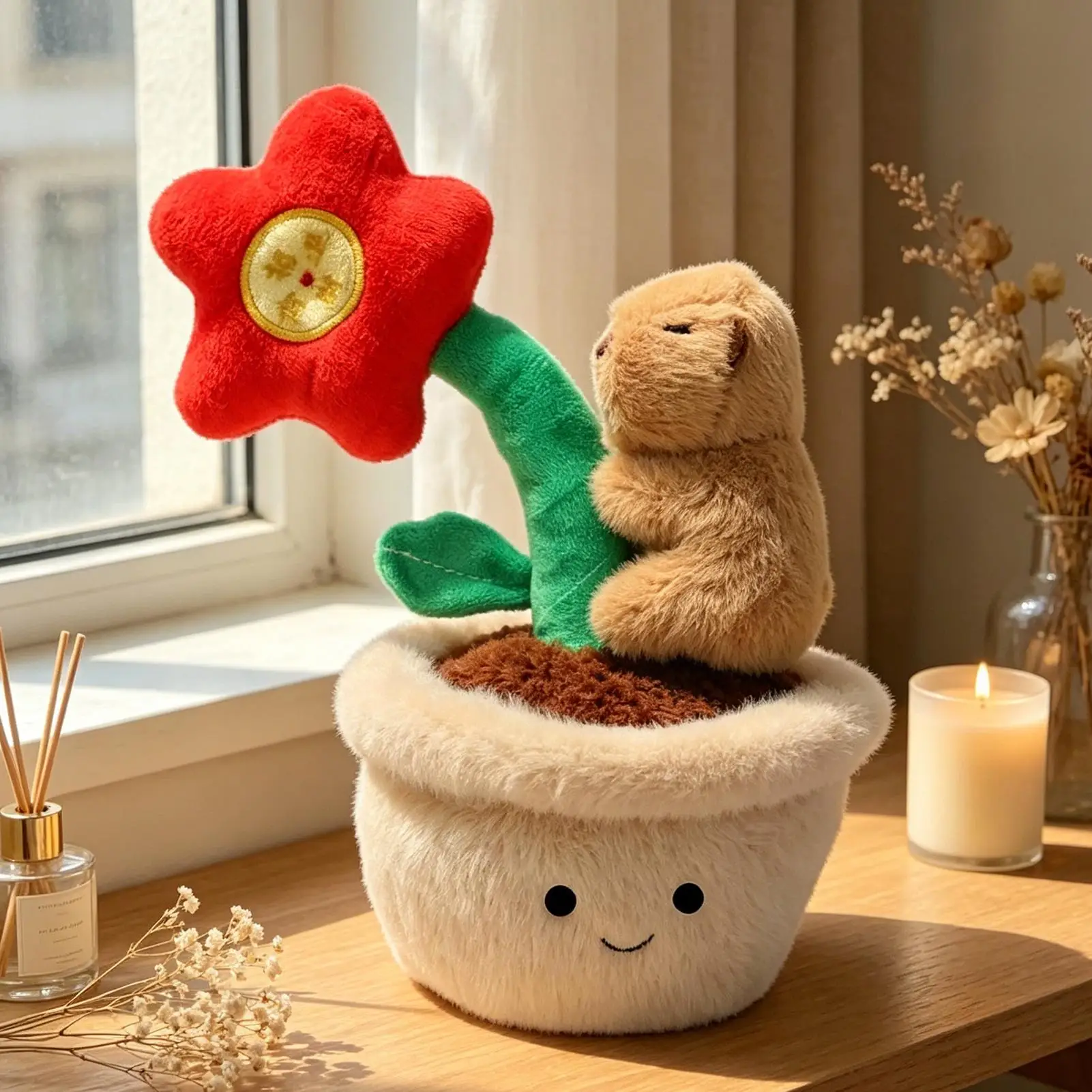 Capybara Plush Hugging Pillow Doll Planter Shaped Cute Capybara Plush Flowerpot plush pillow plush toy for Birthday Girls Kids