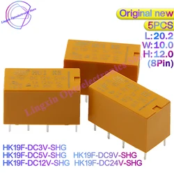 5PCS Coil DPDT 8 Pin 2NO 2NC Mini Power Relays PCB Type HUI KE HK19F HK19F-DC5V-SHG HK19F-DC12V-SHG HK19F-DC24V-SHG Relay 5V 12V