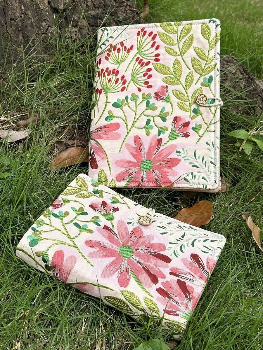 

Журнал ручной работы формата А5 с вышитой тканевой обложкой с цветочным принтом, персонализированный журнал жизни, эстетический блокнот для письма и планирования