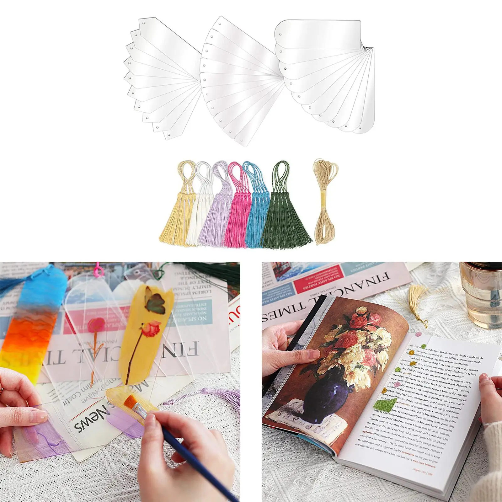 

Blank Acrylic Bookmarks with Tassels Bookmark Tassels for Keychain DIY Projects Pendants