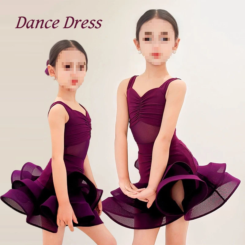 Kinderen Professionele Latin Dans Jurk Meisjes Tango Salsa Samba Ballroom Dansvoorstelling Podiumoutfits Kostuum 2025, Nieuw