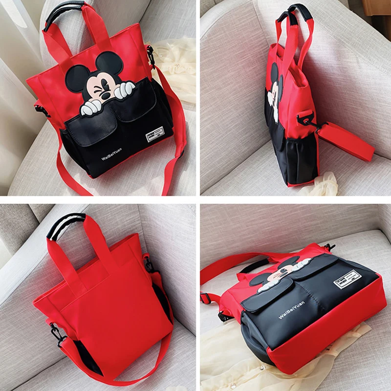 MINISO New Cartoon Children\'s Backpack Mickey Student Bag Oxford Handheld Crossbody Bag Large Capacity Tote Bag