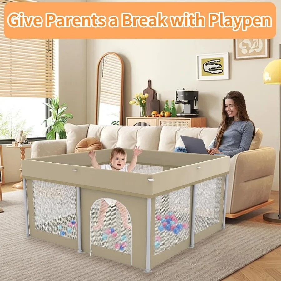 Foldable Playpen 50x50 UltraPortable Baby Playpen with Instant Deployment in Three Seconds Soft Breathable Mesh Safety Enclosur
